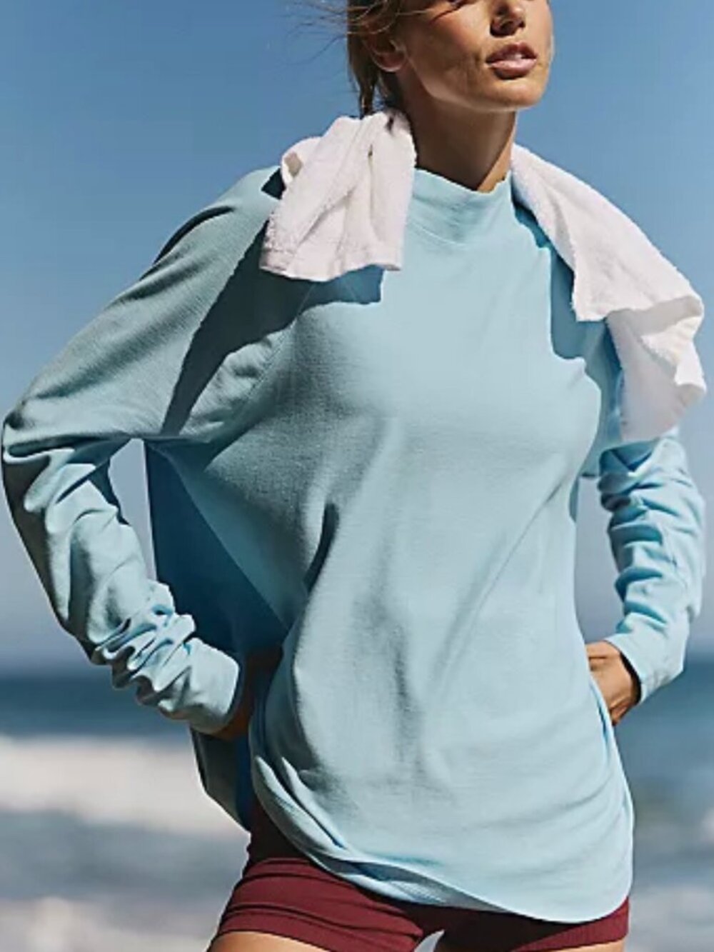 NWT Free People Restoration Layer in Bright Blue